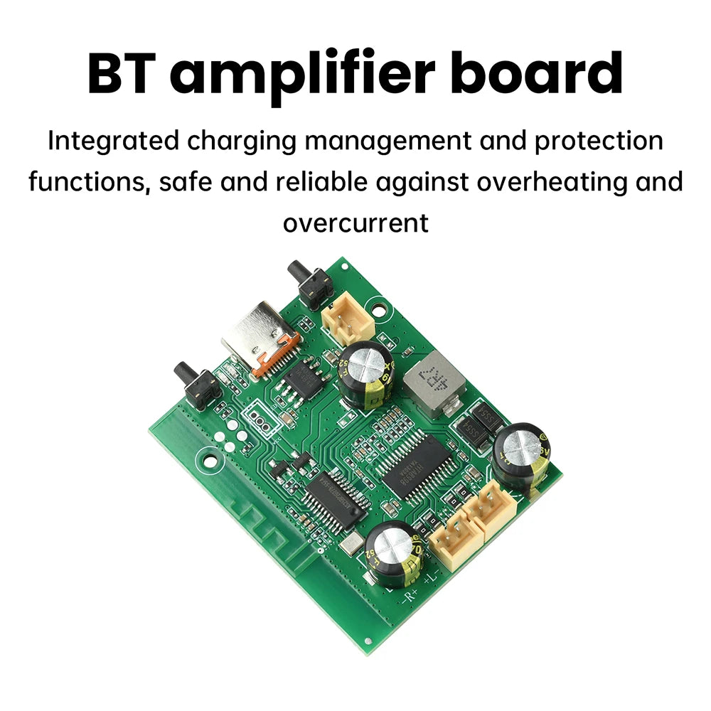 DC 5V/3.7V TWS Stereo BT Amplifier Board 2*10W Dual Channel Adjustable Rechargeable Bluetooth Amplifier Board
