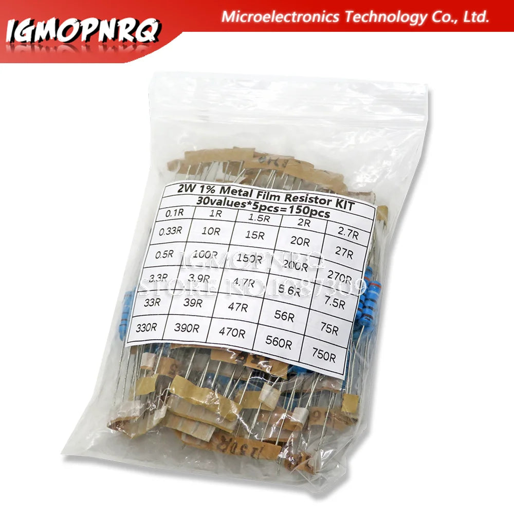 150PCS 300PCS 1/4W 1/2W 1W 2W 3W Resistance 1% Metal Film Resistor Assortment Kit Set 30Values Each 5/10PCS 1~750 1K~820K Ohm