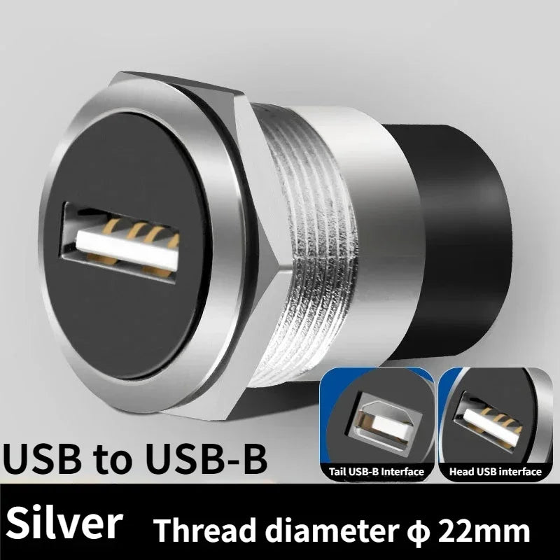 1PCS 22mmc Metal Round D-type Module B-USB USB-B B-A Printing Adapter Cabinet Fast