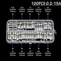 100Pcs  Fast-blow Glass Tube Fuses 5*20 Household Fuses Car Glass Tube Fuses Assorted Kit 5X20 with Box Fusiveis 0.1A-30A