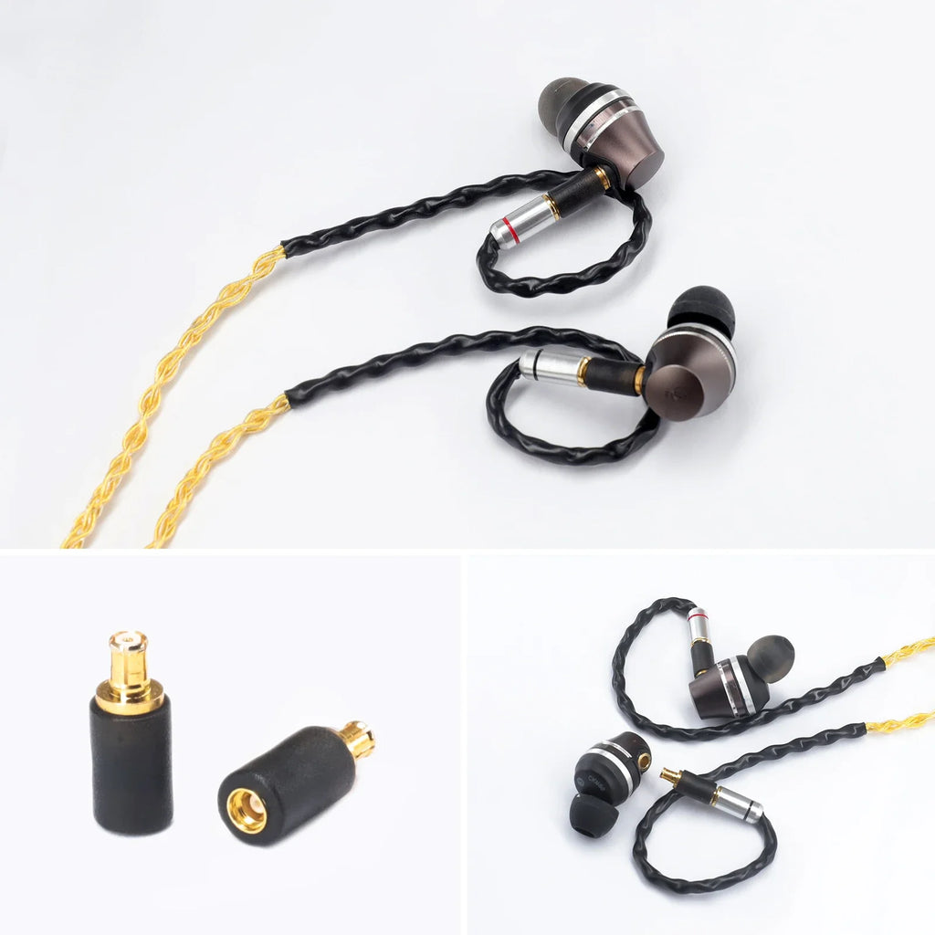 OKCSC 1 Pair Earphone Interface Conversion Pin Connector HIFI Headphone Plug MMCX JH HD580 3.5mm to 0.78mm Gold-plated Plug