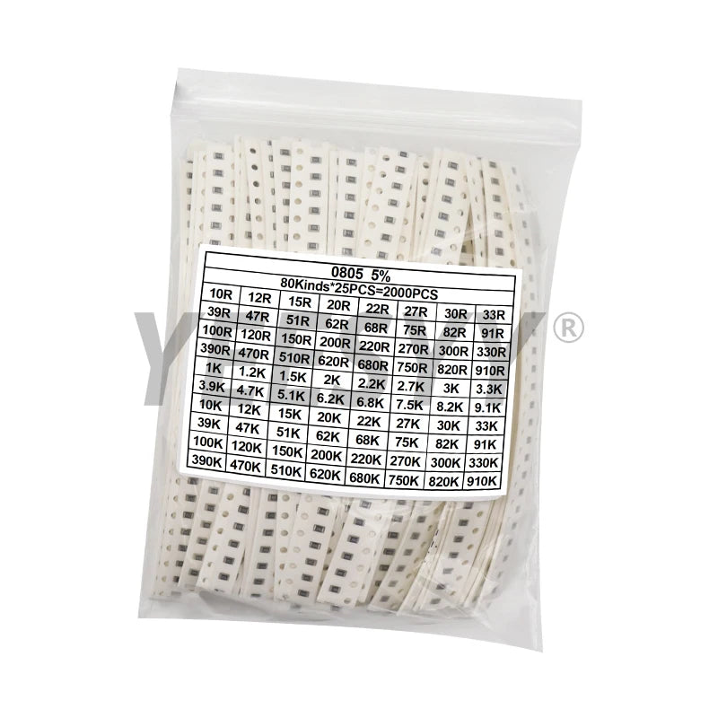 660pcs 200pcs 720pcs 4000pcs  1% 5% 0402 0603 0805 1206 1210 2512 smd resistor kit assorted kit 10k 100k 1k 1r 100r 220r 1% 5%