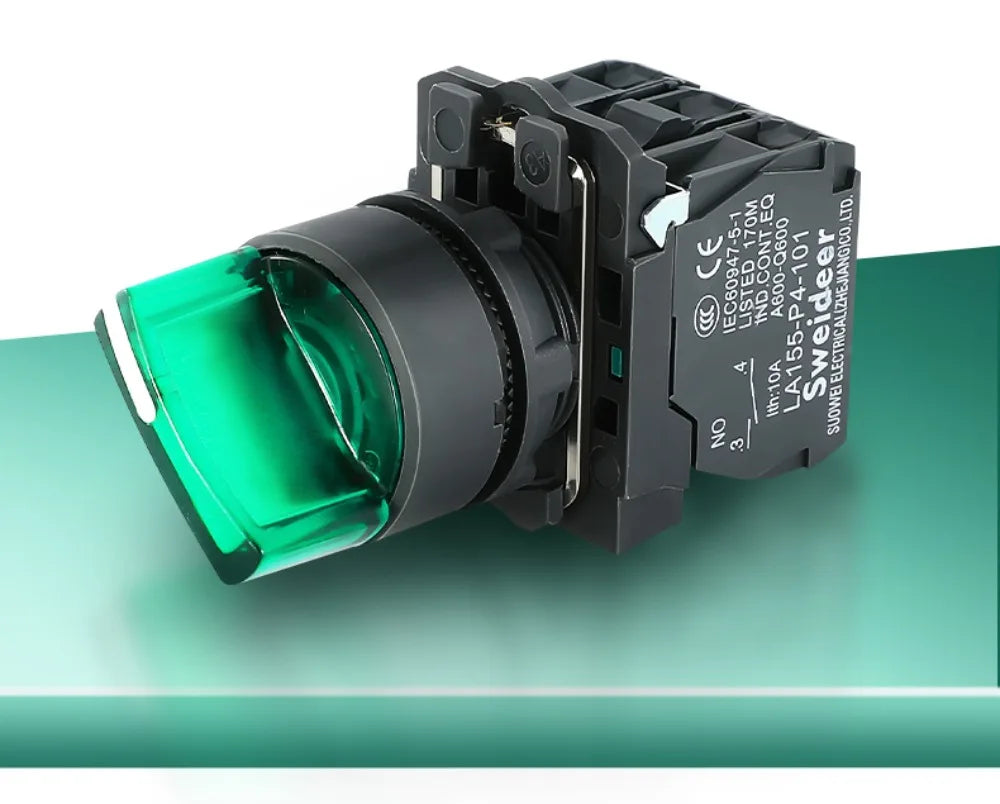 XB4 Knob Switch with LED 22mm 2/3Position Self Locking 1NO/2NO/1NO1NC Select Rotary Switch with Light 12V 24V 220V 10A Red Green