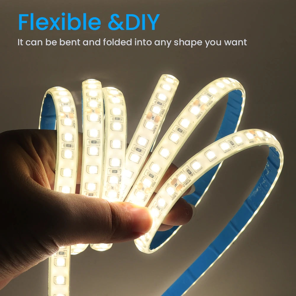 IP68 Waterproof LED Strip Light 2835 12V 24V 120LED/m with 2-pin Wire/ DC Plug Flexible Adhesive Tape 3000k/4500K/6000K 1M-20M
