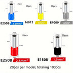 100PCS Electrical Tube Terminals Suit VE Tubular Block Cord End Connectors Cable Wire Connector