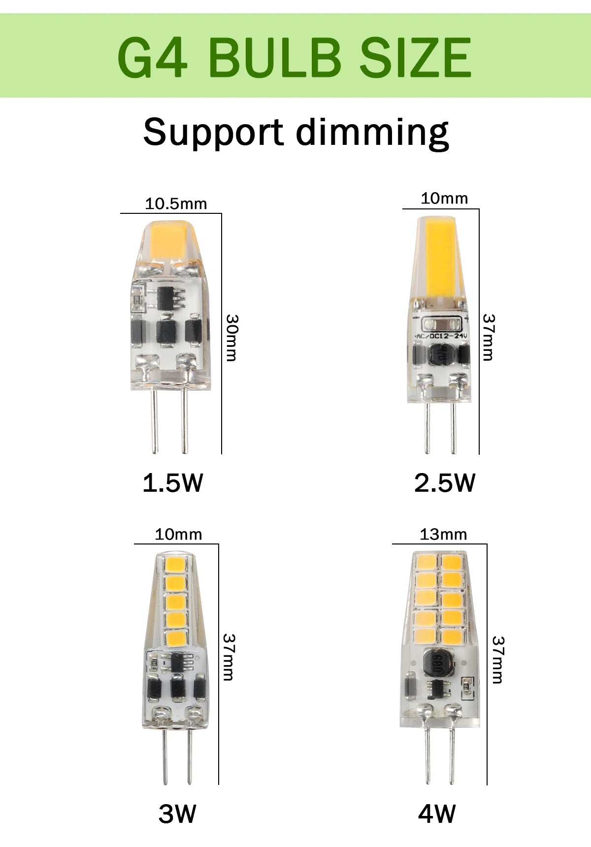 2pcs Mini G4 12V 24V LED Lamp Dimmable Light 3W COB Bulb AC DC 12V Lampada COB 360 Beam Lampada G4 COB Lights Replace Halogen