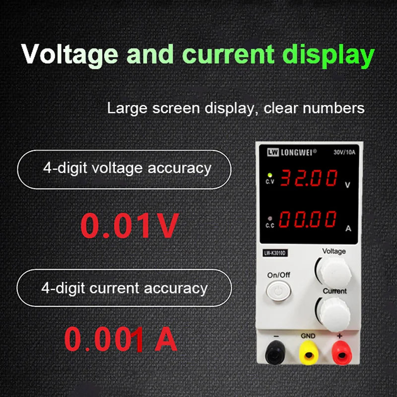 Longwei LW-K3010D 4LED Adjustable DC Power Supply 30V 10A Laboratory Variable Switch Bench Power Supply Stabilized Power Source
