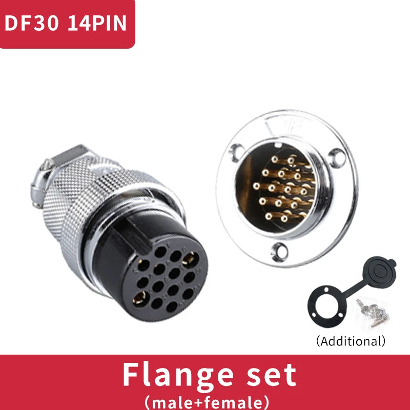 1 Set DF30 Aviation Female Plug & Male Socket GX30  2 3 4 5 6 7 8 10Core14 Pin Circular Flange Electric Wire Connector