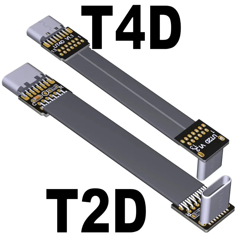 USB 2.0 Type C Ribbon Flat Cable Shielded Extension FPC Cable USB 2.0 USB-C 90 Degree Up/Down Angled Connectors 5CM-3M For TV PC
