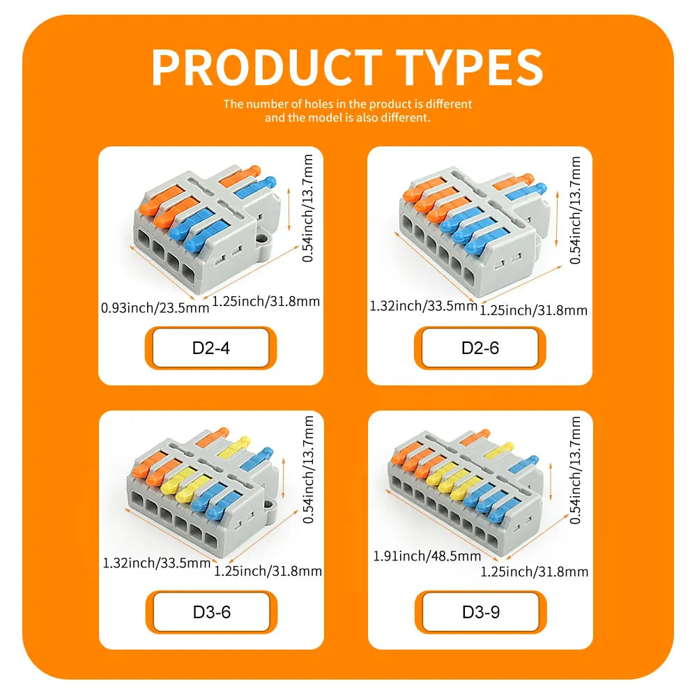 10/50 PCS Universal Compact Mini Fast Wire Connectors Lever Nut Crimp Splitter Electrical Conductors Push-in Home Terminal Block