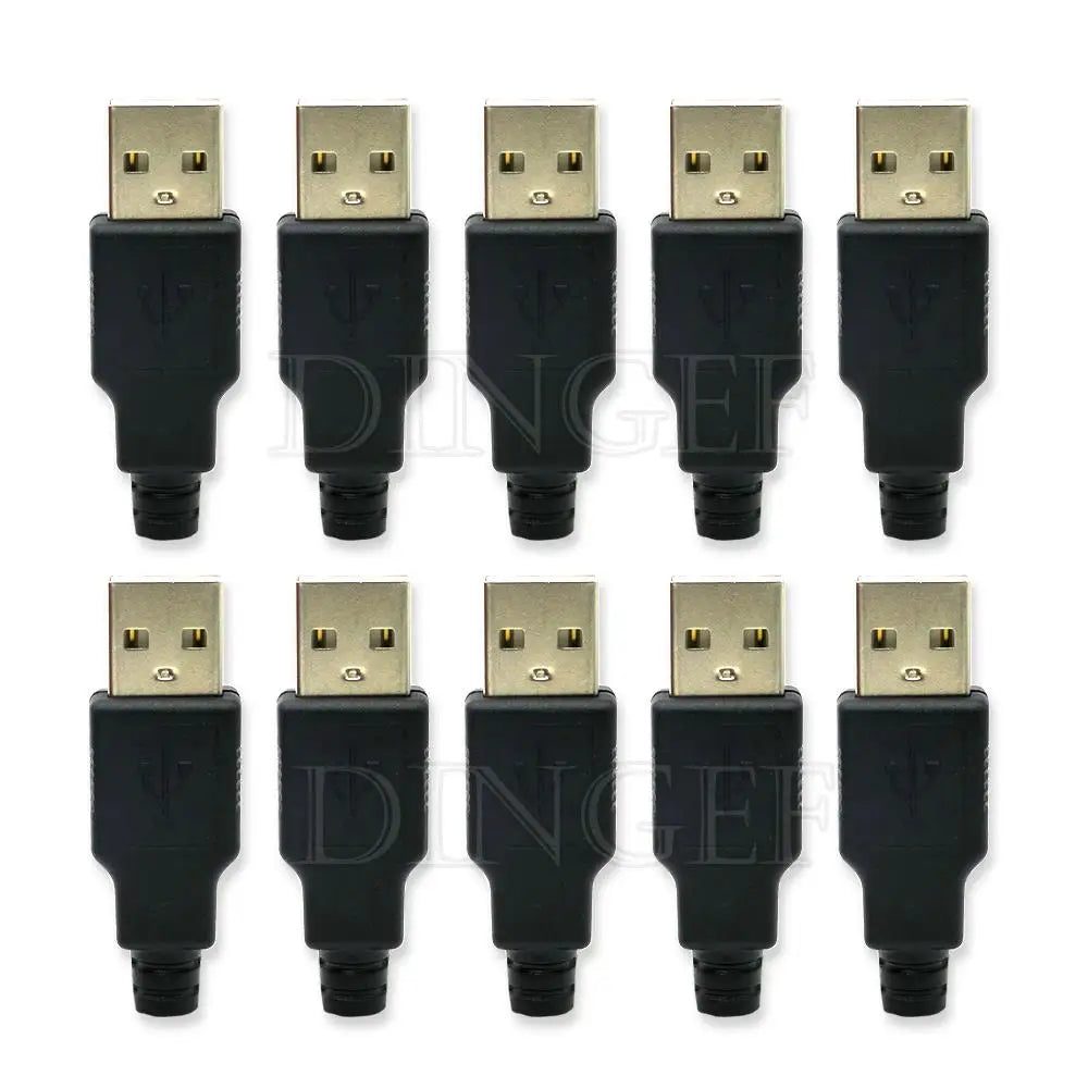 5PCS Type A Male Female USB 4 Pin Plug Socket Connector With Black Plastic Cover Type-A DIY Kits ibuw