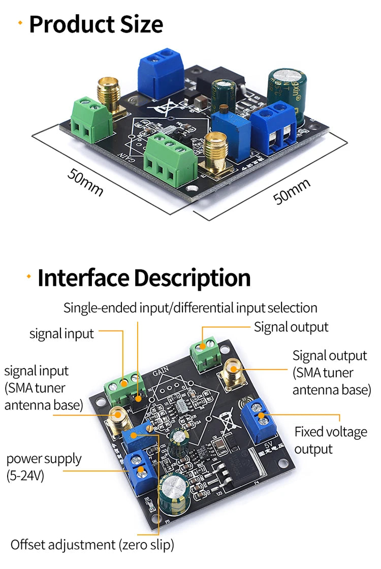 AD623 Instrument Amplifier Module Voltage Instrumentatio AMP Adjustable Single Supply Single-Ended/Differential Signal module
