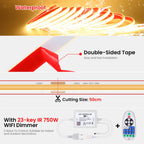 220V Dimmable COB LED Strip Light WIFI Bluetooth Wall Touch 23key Remote Control Power Kit 288LEDs/M Waterproof Flexible Lamp