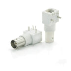 5pcs BNC Female Right Angle Panel Mount Plastic Type White PC Board PCB With Nut bulkhead Connector