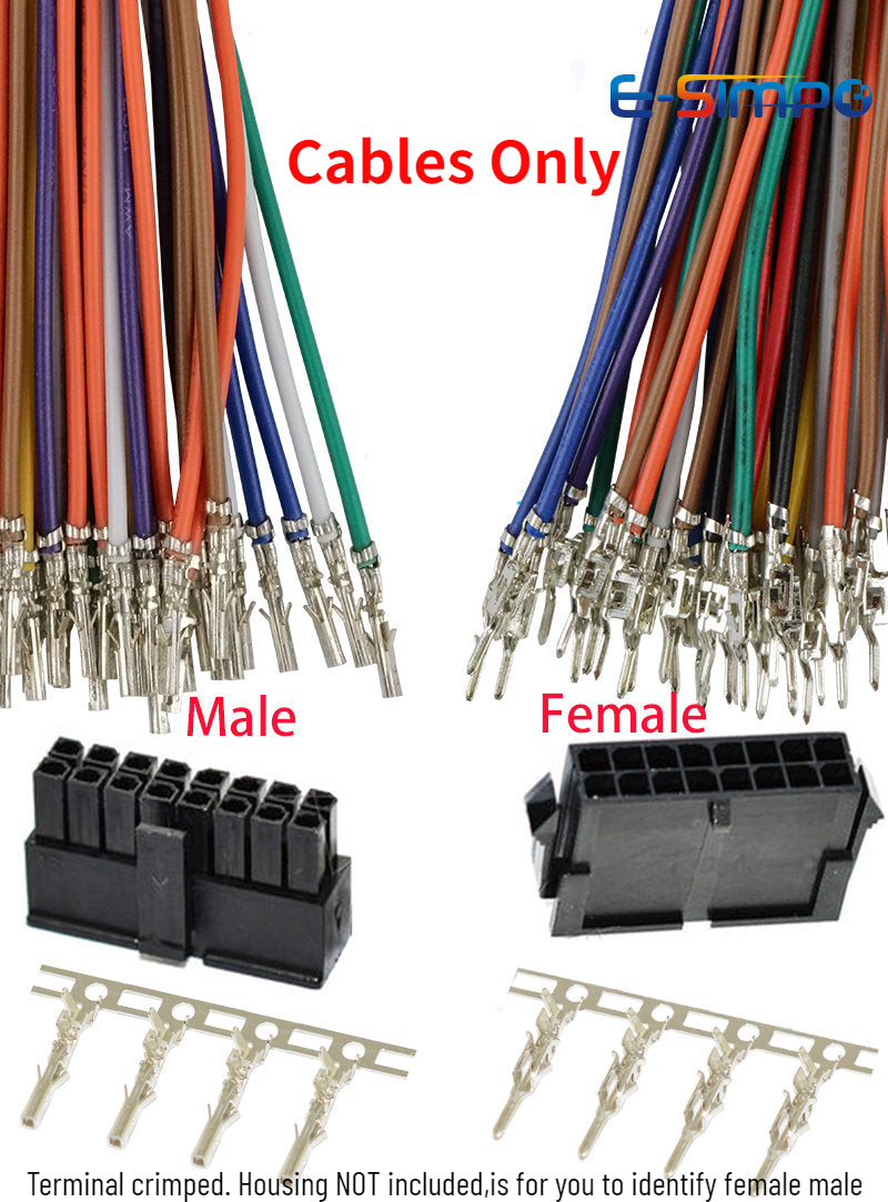 100PCS Mx3.0mm Small 5557/5559 43020 43025 Male Female Dock Terminal Crimp Wire 20cm 20AWG Single Head Electronic Cable Harness