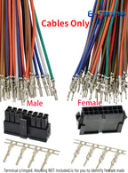 100PCS Mx3.0mm Small 5557/5559 43020 43025 Male Female Dock Terminal Crimp Wire 20cm 20AWG Single Head Electronic Cable Harness