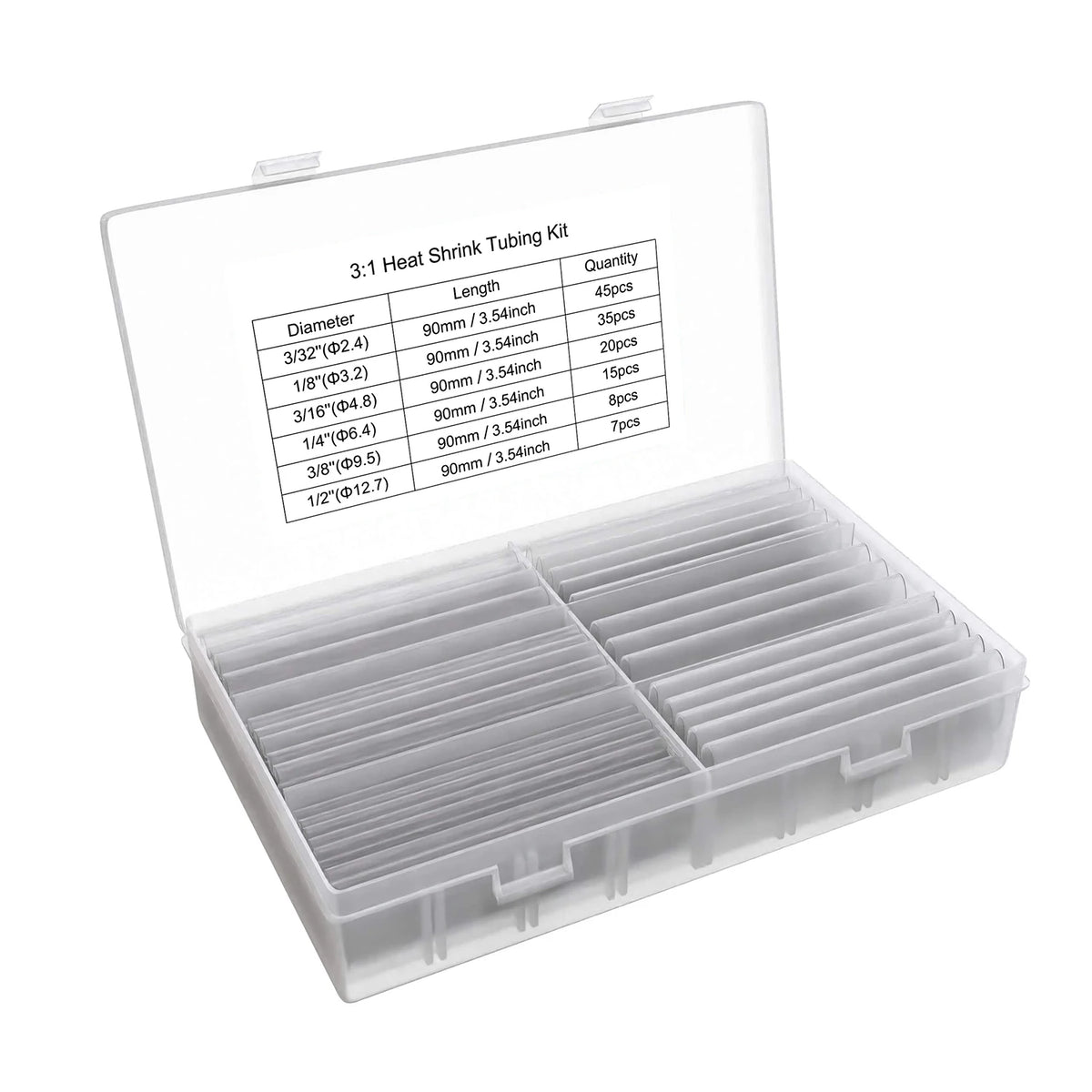 90mm/3.54inch Heat Shrink Tubing Kit 130 Pcs, Ratio 3:1 Adhesive Lined, Dual Wall Tube - Marine Grade, 6 Diameters, Wire Sleeves