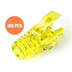 100Pcs/set RJ45 Cat6 Pass-Through Connector and Strain Relief Boot Pack, Various Colors for Crimping Modular Plugs