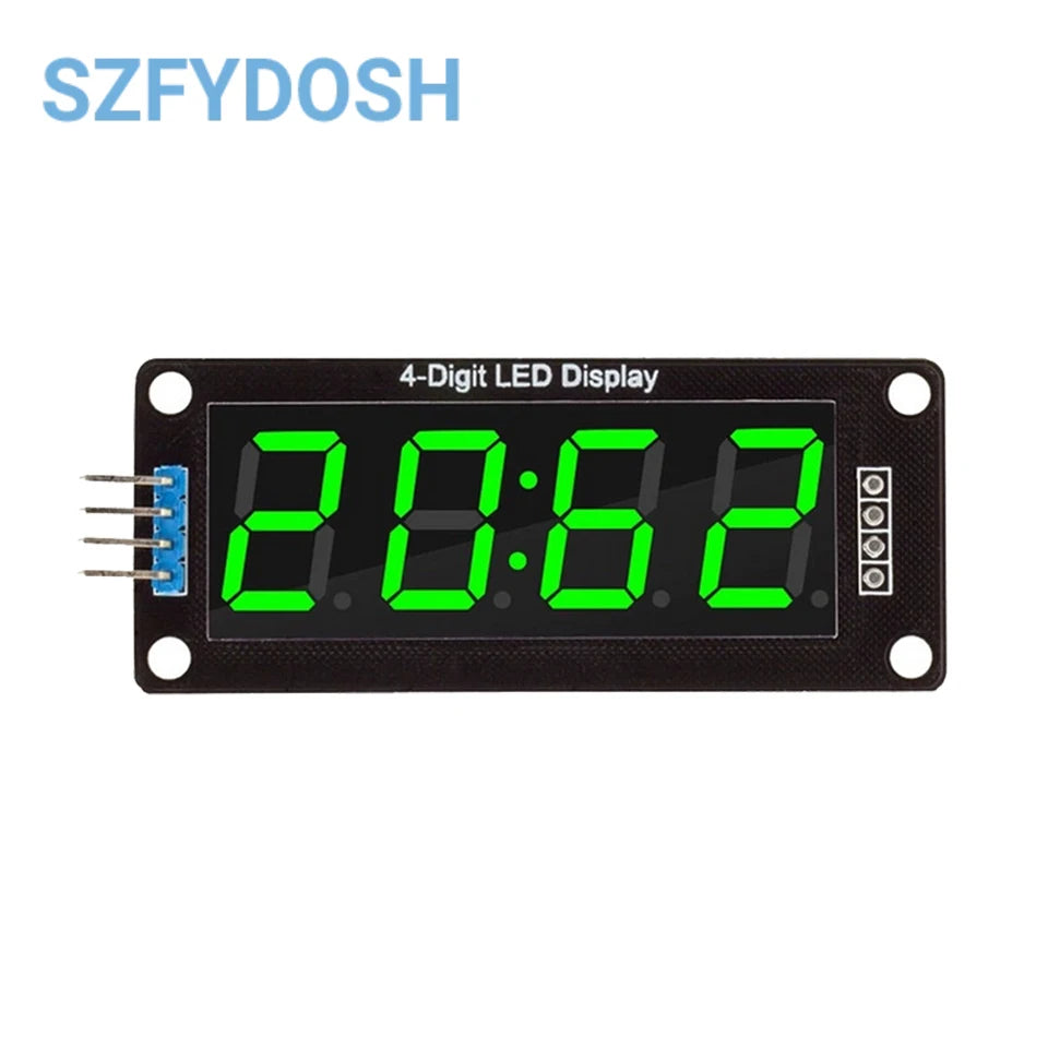 0.56" TM1637 4-Digit 7-Segment LED Display Module For Arduino – Red, Blue, Green, Yellow, White Clock Tube