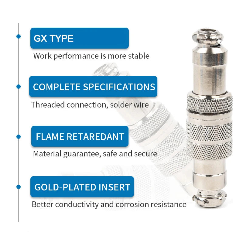 GX12 Butt Type 2/3/4/5/6/7 Pin Male&Female Docking Aviator Aviation Plug Socket Circular Connector