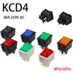 1PCS 40A 250V AC High Current,ON/OFF,4/6Pin Special for Eelding Machine,KCD4,Sterling Silver Point,Rocker Power Button Switches