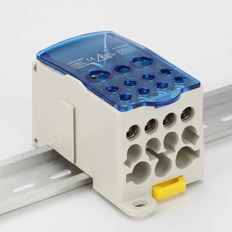 Din Rail Terminal Block UKK 80A/125A/160A/250A/400A Distribution Box One In Several Out Unipolar Junction Box Wire Connector