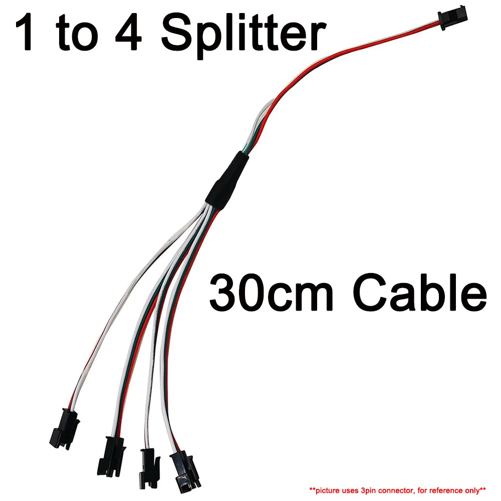 2Pin 3Pin 4Pin SM Splitter Connector 1 to 2 3 4 LED Connector JST Male Female Connector Wire Cable For WS2812 LED Strip Light