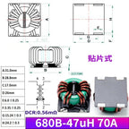 1PCS New Energy High-Power Common-Mode Inductor 47uH 100uH 30A High-Current Magnetic Ring Plug-In Filter Inductor Coil