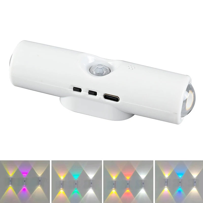 LED Night Lights Double-head Sunset Wall Lamp Motion Sensor RGB Ambient Light Magnetic USB Rechargeable Party Corridor Closets