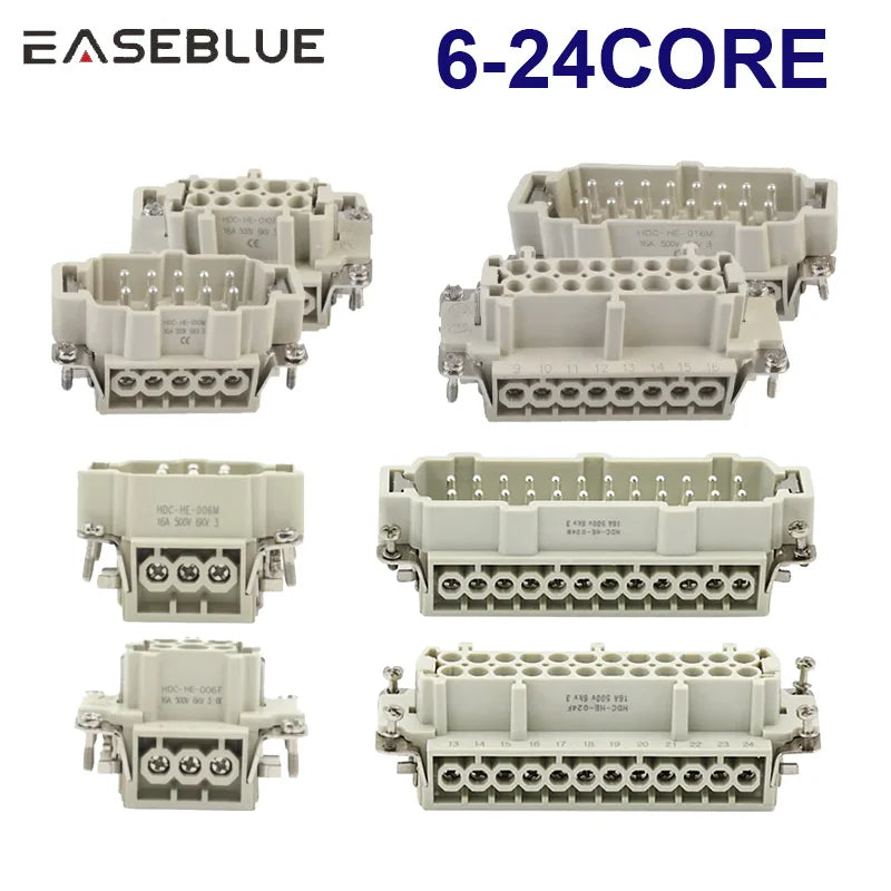 6/10/16/24 Core Heavy-duty Connector HDC-HE Male Connector Core and Female Connector Insert 16A 500V Aviation Plug Core