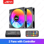 JEYI 120mm PC ARGB Cooling Fan AURA SYNC RGB Computer Fans Ultra Silent Heatsink Ventilador with 4PIN PWM and 5V 3PIN ARGB Port
