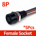 5PCS M12 Waterproof Connector IP65 Metal 2/3/4/5/6/8 Pin Male Female Panel Mount Socket Prewired Cable for  Automation Sensor