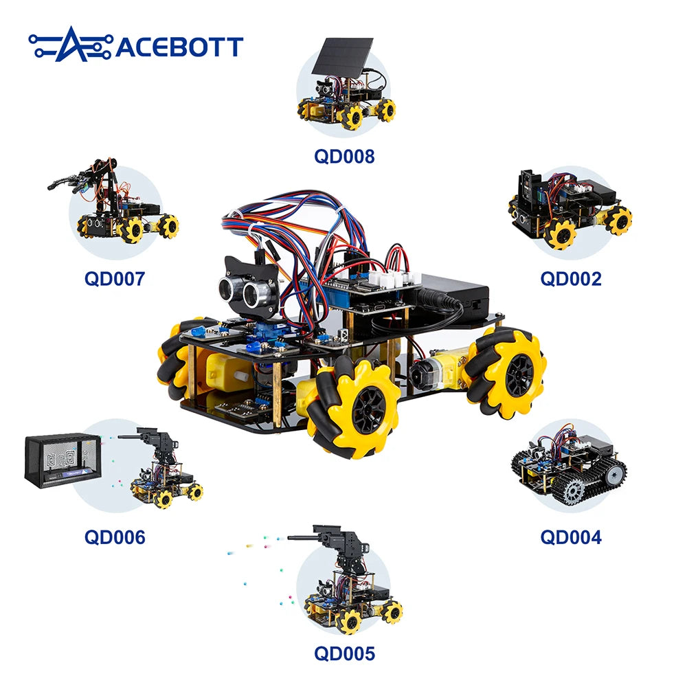 ACEBOTT Robot Toy Starter Kit for Arduino Project with ESP32 and Code Learning Develop Skill Full Version Smart Car Kit
