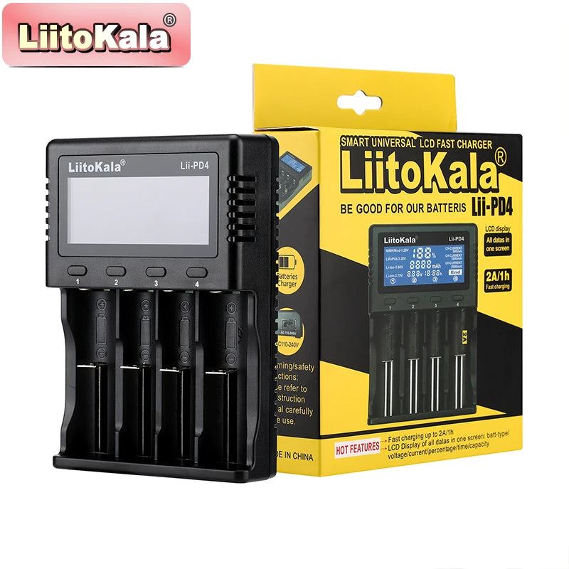 Liitokala Lii-PD4 Lii-PD2 18650 Battery Charger for 1.2V 3.7V NiMH 26650 21700 18350 18500 14500 AA AAA LiFePO4 Batteries