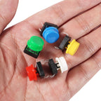 25pcs 12x12x7.3mm Momentary Tact Tactile Push Button Switch Touch Switch Micro Switch 4 Pins SMD PCB with Cap for Arduino