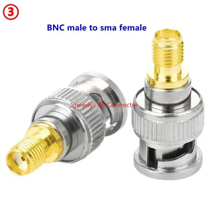 2PCS Q9 BNC To SMA Male Plug&Female Jack Disc RF Adapter Connector 50ohm Wire Terminals Copper Brass Nickel Plating SMA TO BNC