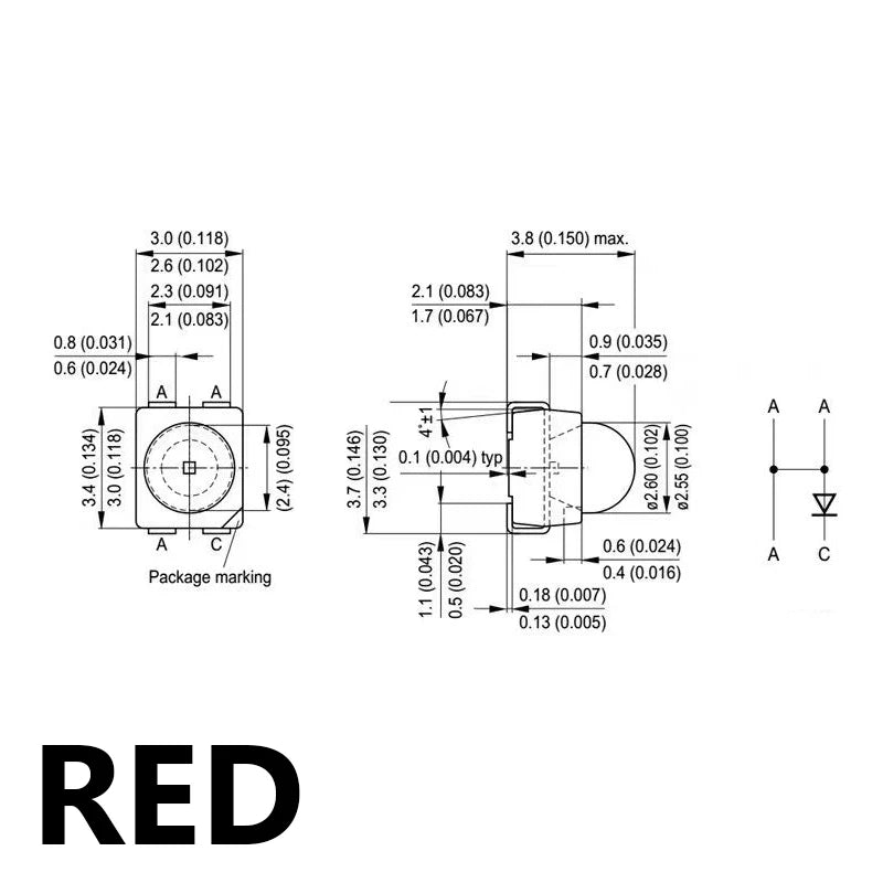 3v 1210 3528 Plcc-4 Three positive poles and one negati RED YELLOW BLUE Brake Lights And Turn Signals Led Chip Diode
