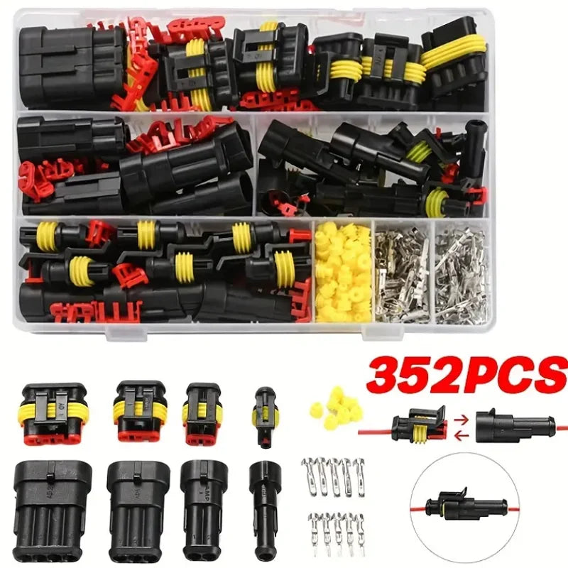 240/352/708/1004pcs boxed car waterproof connector kit male and female pair terminal wire harness plug connector 1-6 holes