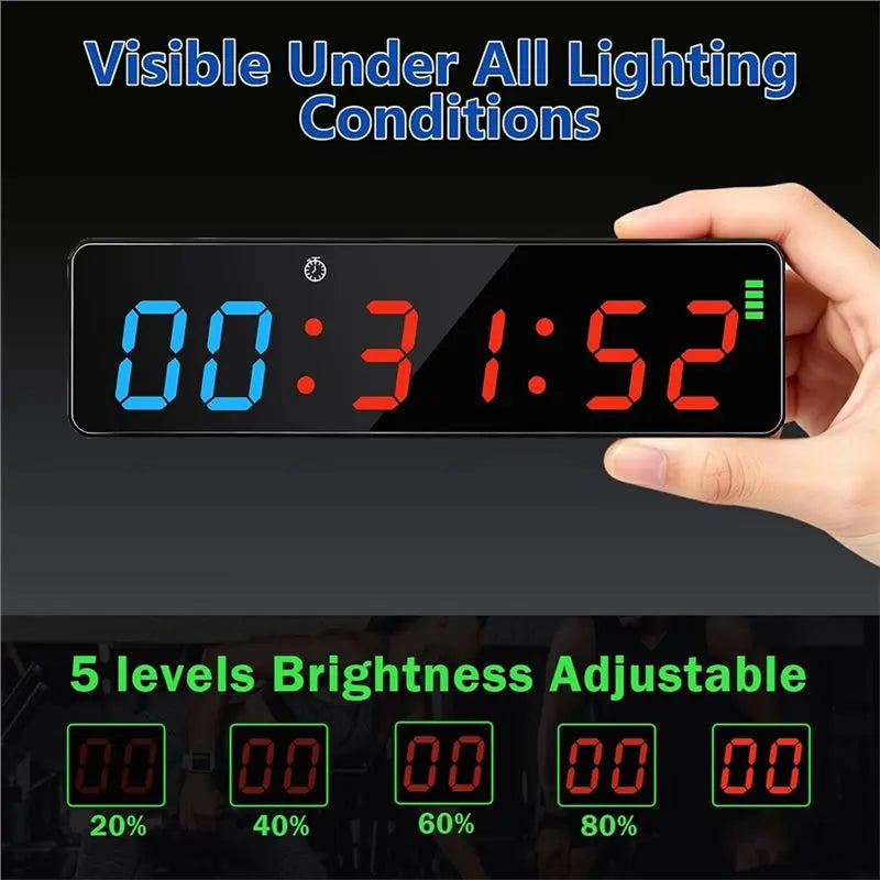 TFORU-Small Gym Timer Clock Rechargeable With Powerful Magnet Digital Fitness Clock With Countdown Countup Tabatas EMOM FGB
