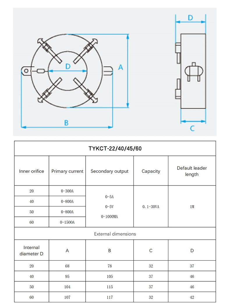 Circuit Open 60mm Aperture Current Transformer Power Measurement AC  Ct 300/5A Class 0.5 Low Voltage