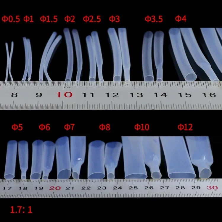 1/5m PTFE Heat Shrink Tube Transparent Diameter 0.5/1/2/2.5/4/5/6/8/10/12mm High Temperature 260℃ 1.7:1 Shrinkage Tubing