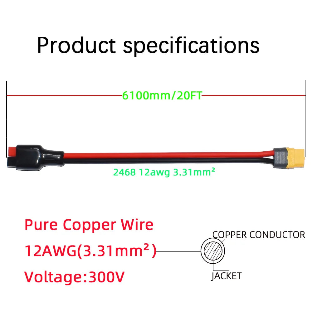 Anderson to XT60 Female Adapter Cable 11.81FT 12awg Ebike Battery Wire  XT60  XT60 Connectors Plugs