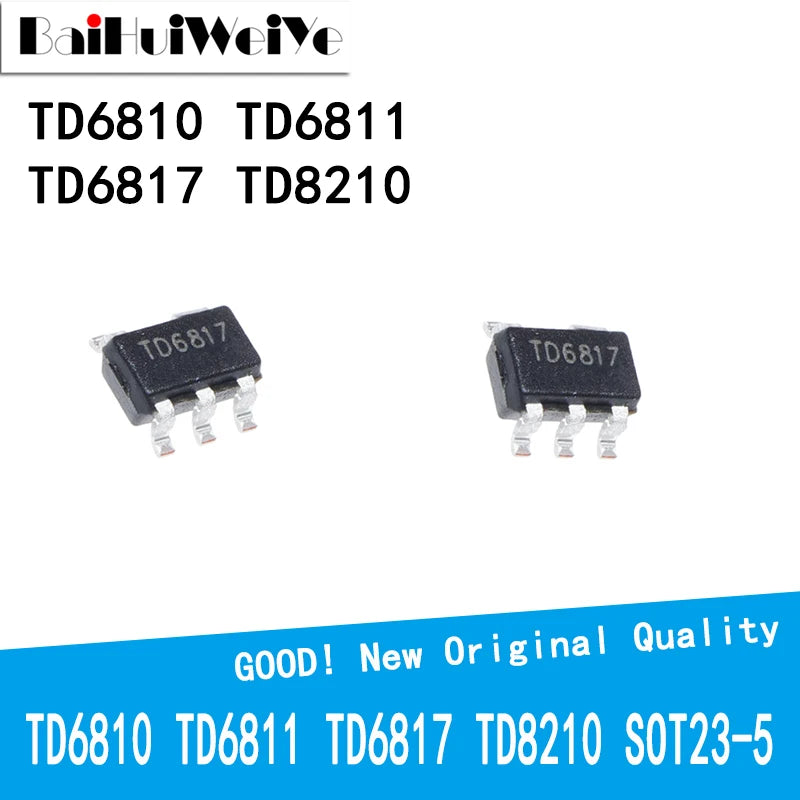 10PCS/LOT TD6810 TD6811 TD6817 TD8210 SOT23 SOT23-5 SMD New and Original IC Chipset Synchronous Step-Down Regulator Dropout