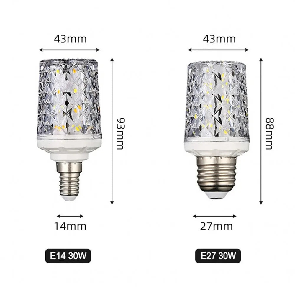 LED corn light bulbs E27 E14 30W 40W AC 220V 240V 5730 SMD LED crystal lamp 360 Beam Angle Replace Halogen Chandelier light