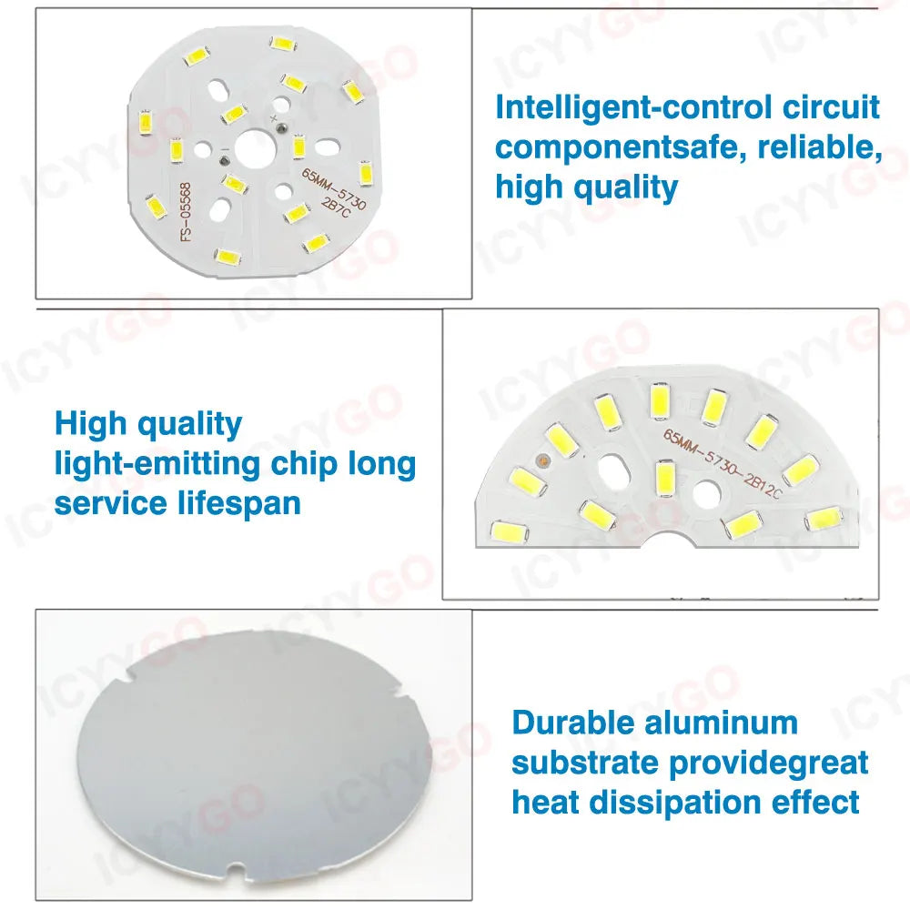 7W 9W 12W  5730 LED Emitting Diode SMD 21-23V 27-29V 36-39V Highlight Lamp Panel LED Board Light White Warm White 65MM