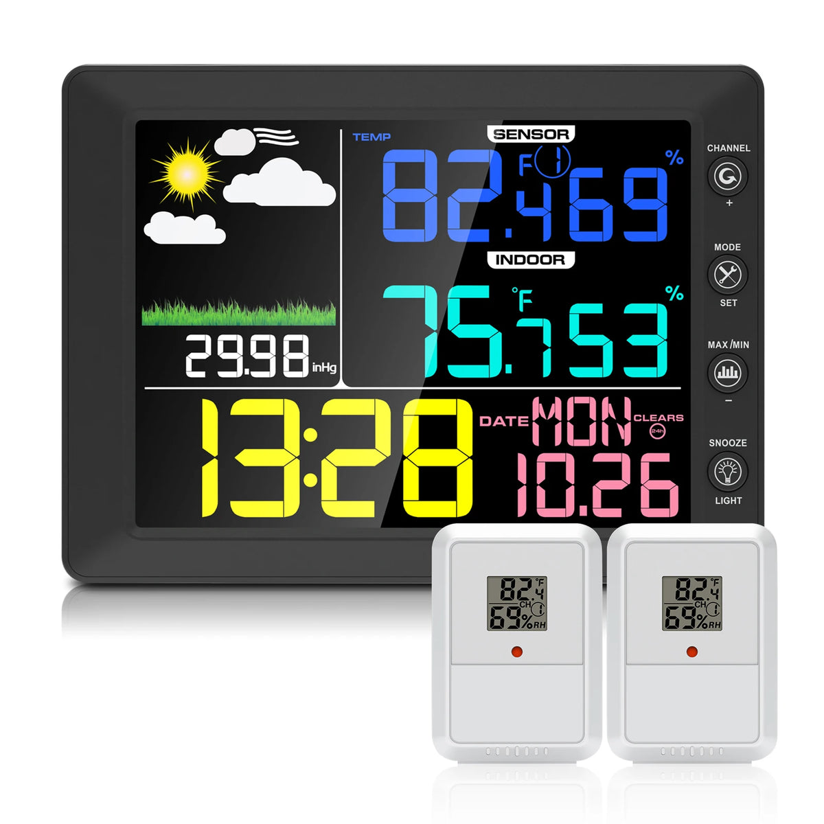 2025 Digital Thermometer Wireless Weather Station with 8.3'' Color Touchscreen 3-in-1 Thermo-hygrometer Sensor Dew Point Monitor