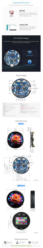 Waveshare 1.75inch AMOLED Round Touch Display ESP32 S3 Development Board 32 Bit LX7 Dual Core Processor ESP32 with Display