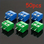 50PCS KF301 Screw 2Pin 5.0mm Straight Pin PCB Screw Terminal Block Connector
