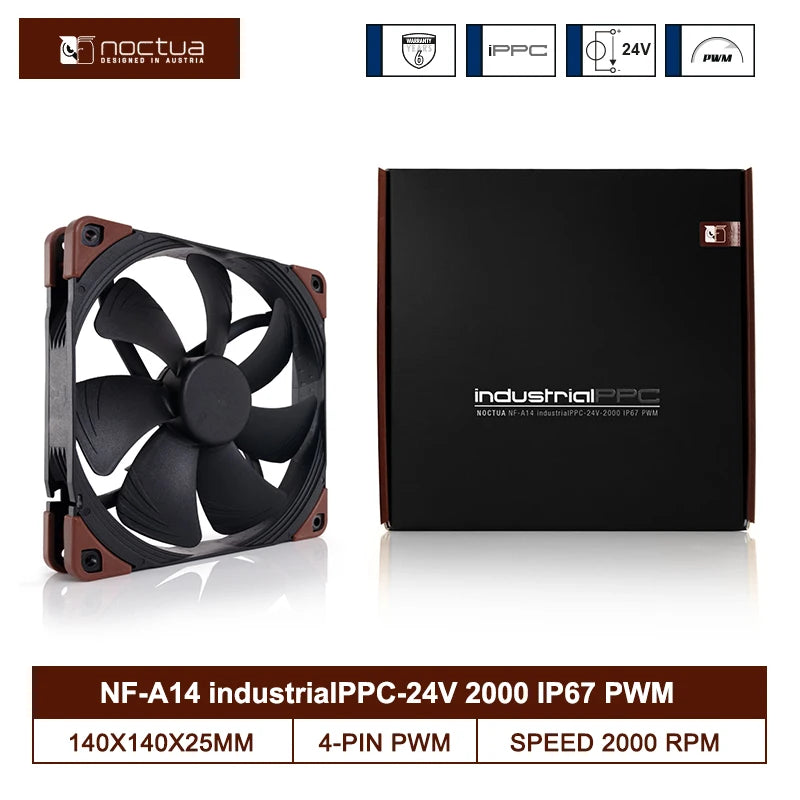 Noctua NF-A14 industrialPPC 2000RPM/3000RPM IP67 140mm Case Fan 12V/24V PWM CPU Cooling Fan Computer Case Industrial Equipment