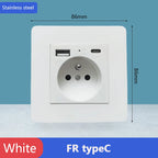 Toggle switch White stainless steel panel retro wall lamp switch AC110-250V 1 2 3 4 Gang 2 Way16A Universal wall light switch